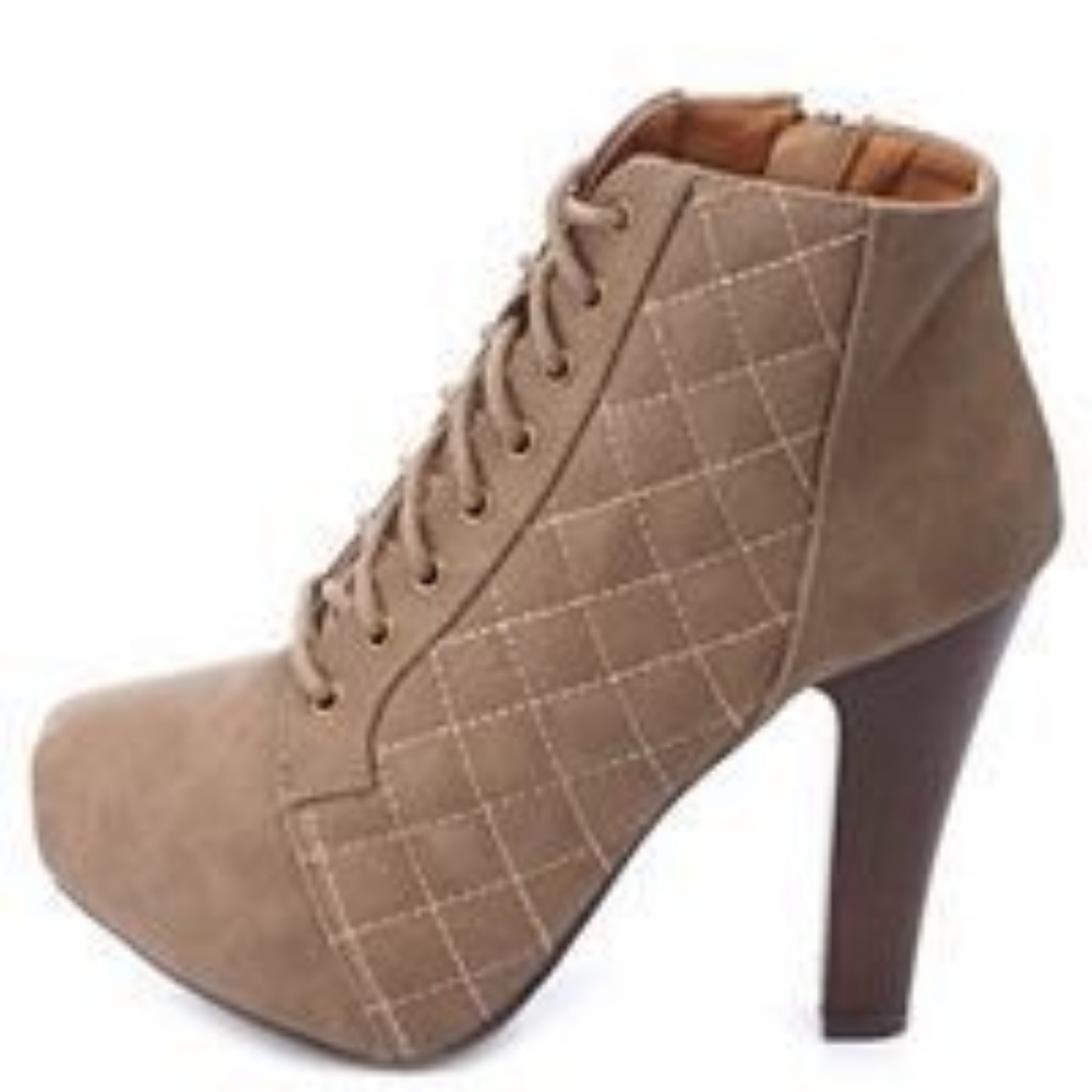  Brown Flourish Quilted Ankle Faux Leather 